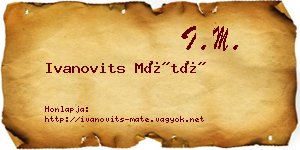 Ivanovits Máté névjegykártya